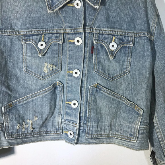 Levi's Jeans Button Front Crop Denim Jacket - Picture 6 of 10